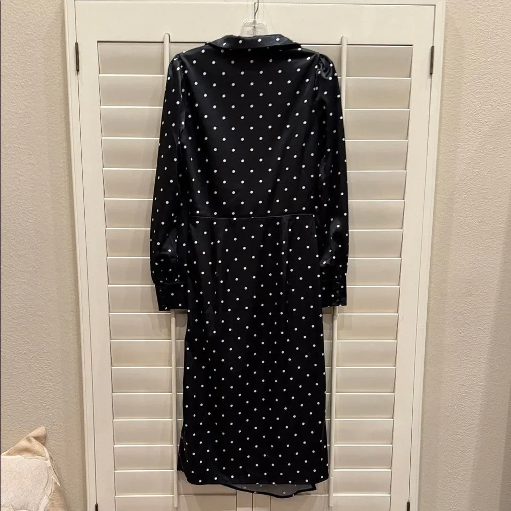 Stylish Black Polka Dot Long Sleeve Dress By Fourteenth Place - Picture 5 of 5